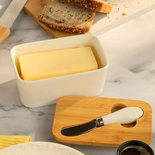 Carregar imagem no visualizador da galeria, Manteigueira de Porcelana com espátula moderna
