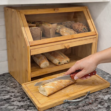 Carregar imagem no visualizador da galeria, Porta-Pão Premium com Tábua de Corte Integrada
