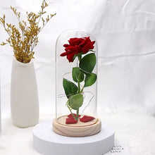 Carregar imagem no visualizador da galeria, Rosa Encantada com Luzes LED na Cúpula de Vidro – Casare

